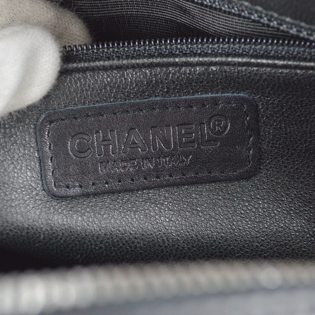 Chanel 2000-2001 Black Caviar Logo Bowling Bag 27