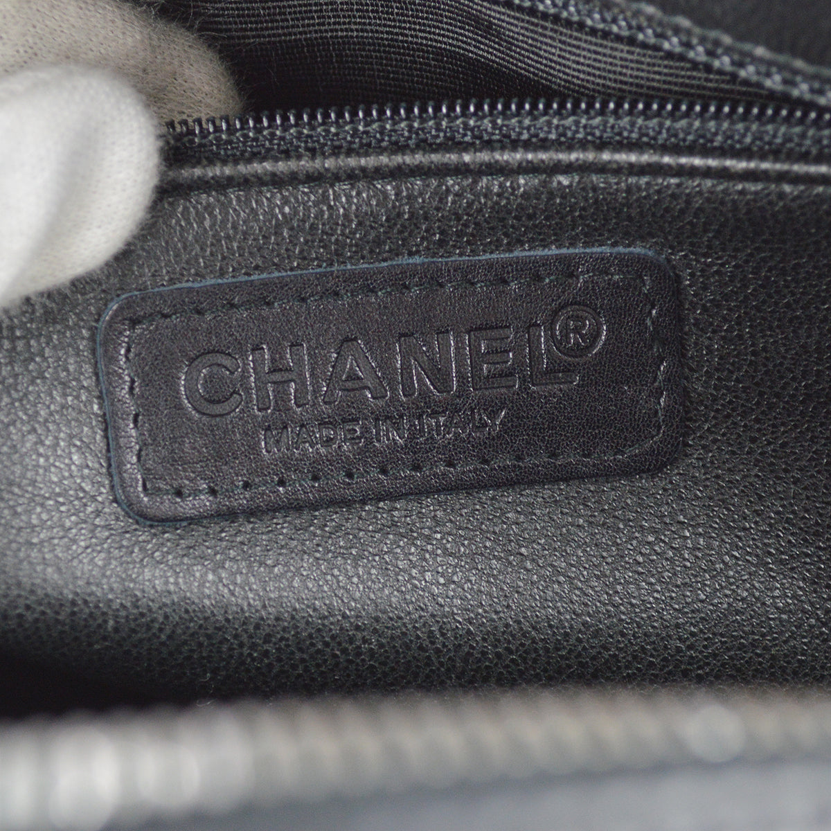 Chanel 2000-2001 Black Caviar Logo Bowling Bag 27