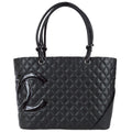 Chanel Cambon Ligne Tote Handbag Black Calfskin