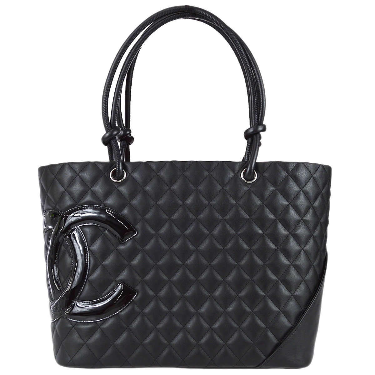 Chanel Cambon Ligne Tote Handbag Black Calfskin