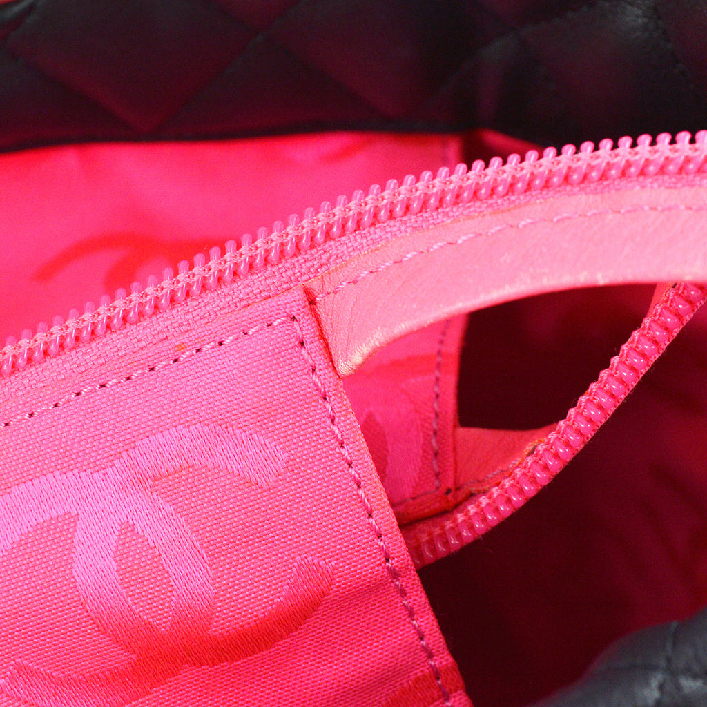 Chanel Cambon Ligne Tote Handbag Black Calfskin