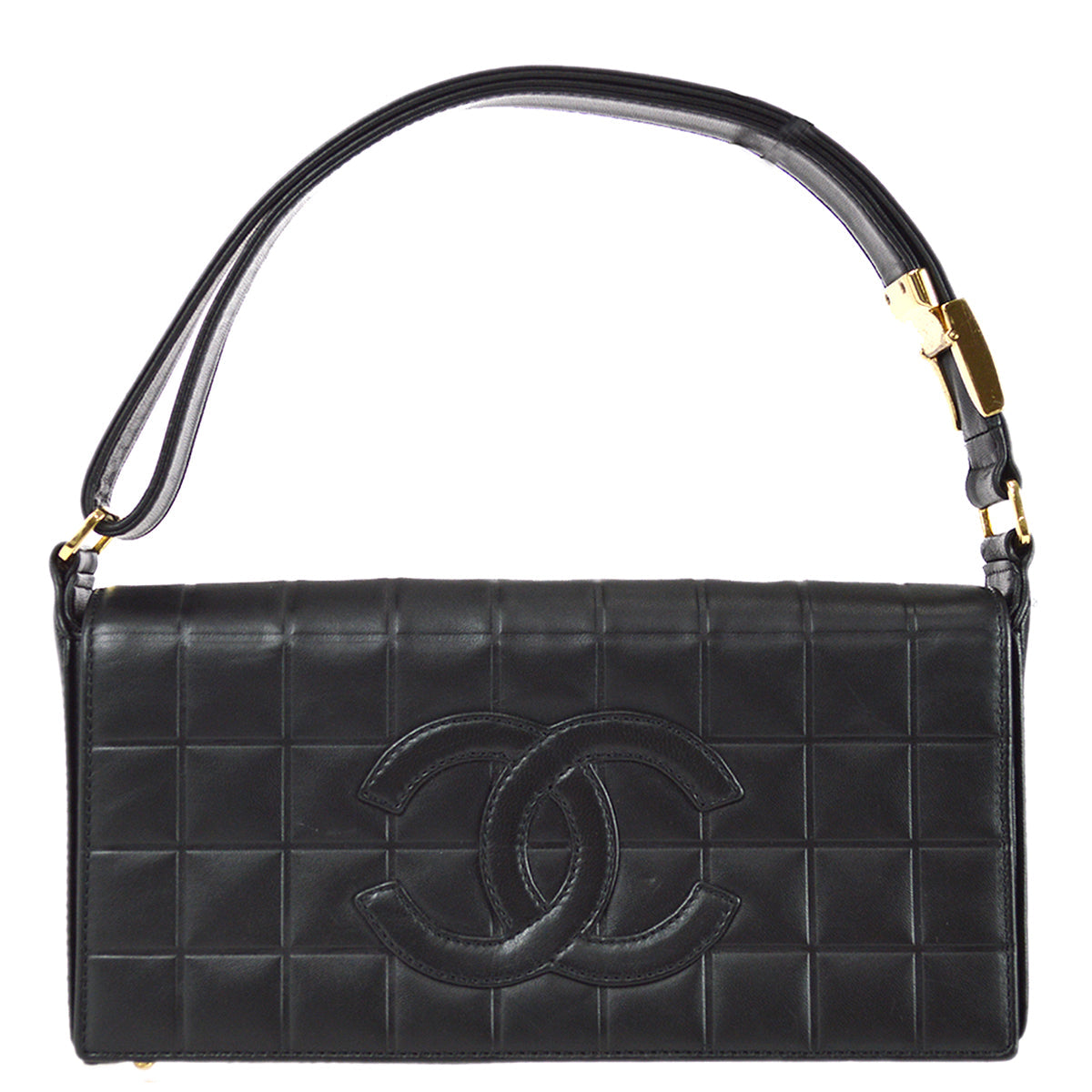 Chanel Choco Bar Shoulder Bag Black Lambskin