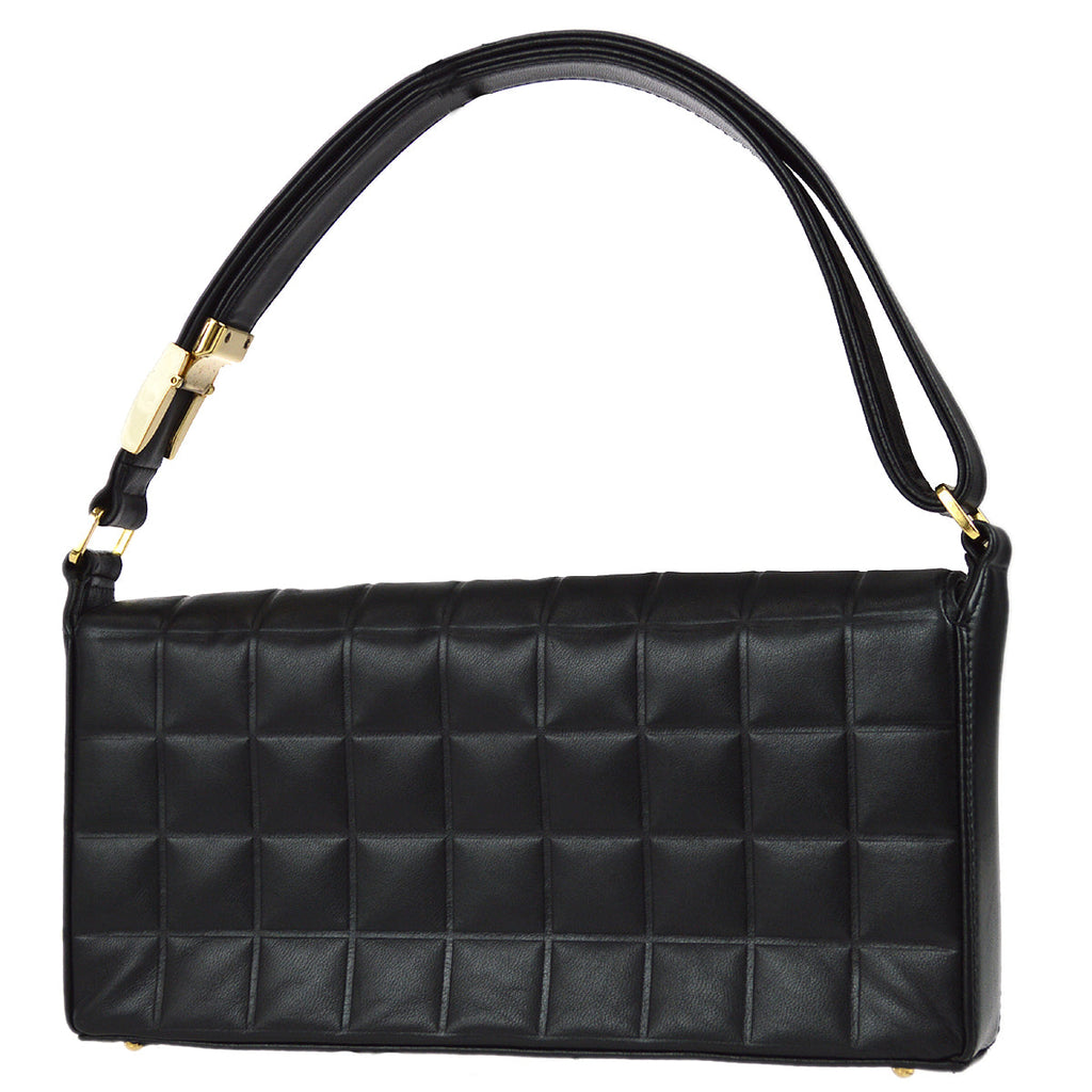 Chanel Choco Bar Shoulder Bag Black Lambskin