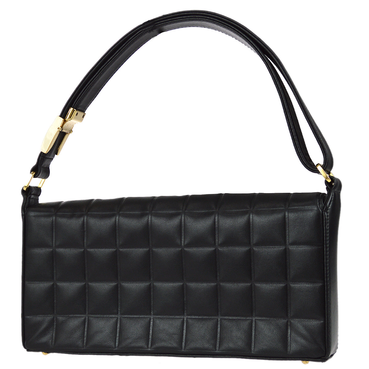 Chanel Choco Bar Shoulder Bag Black Lambskin