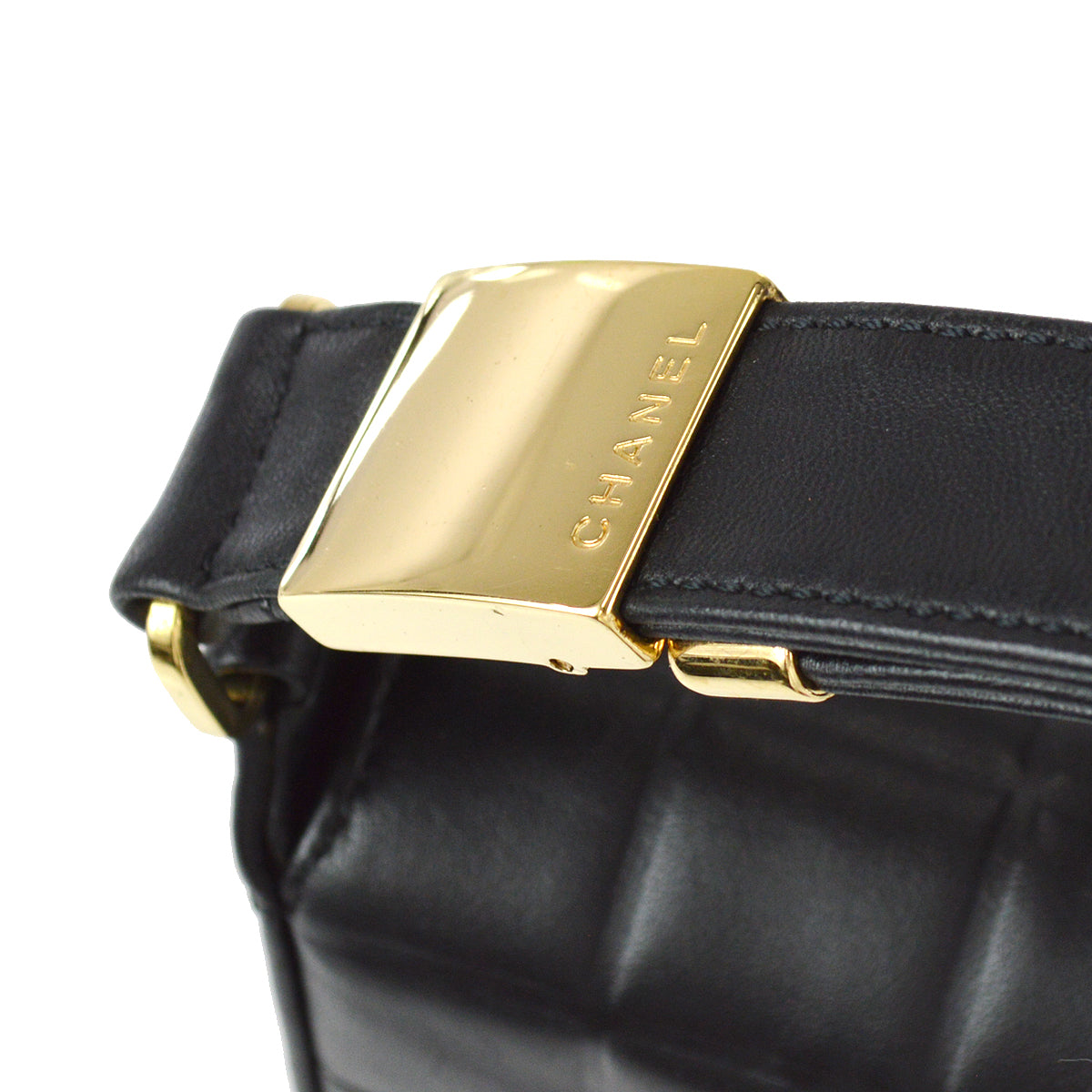 Chanel Choco Bar Shoulder Bag Black Lambskin