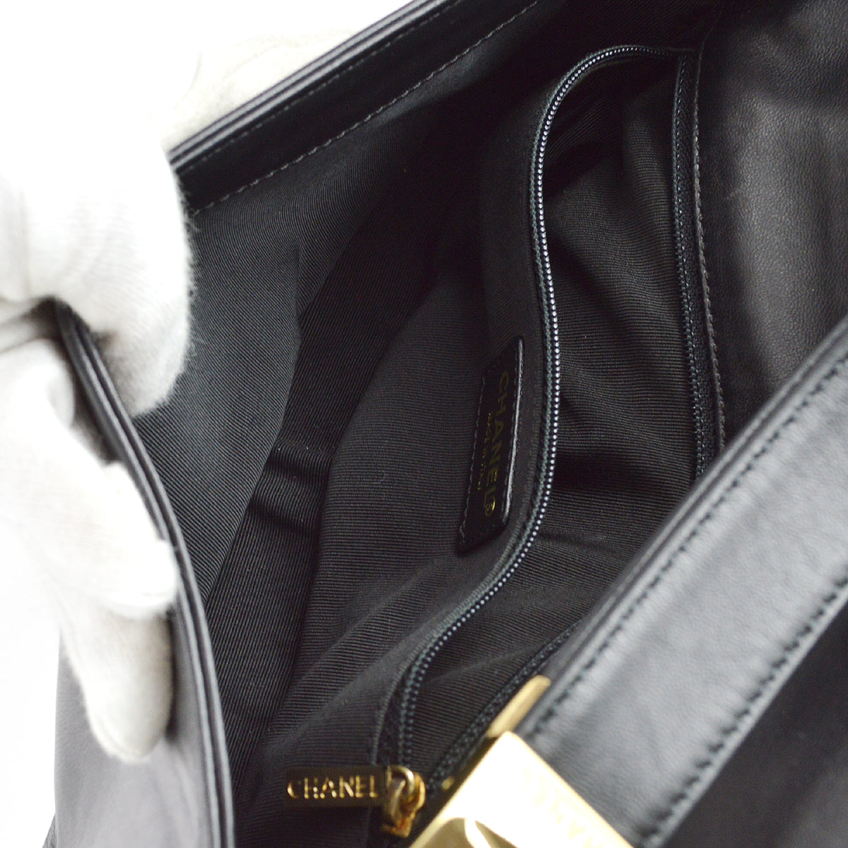 Chanel Choco Bar Shoulder Bag Black Lambskin