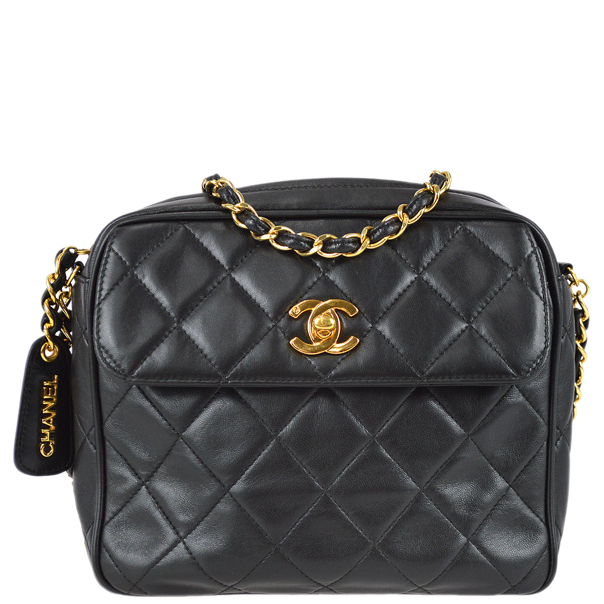 Chanel Chain Shoulder Bag Black Lambskin