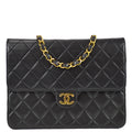 Chanel Black Lambskin Small Half Flap Shoulder Bag