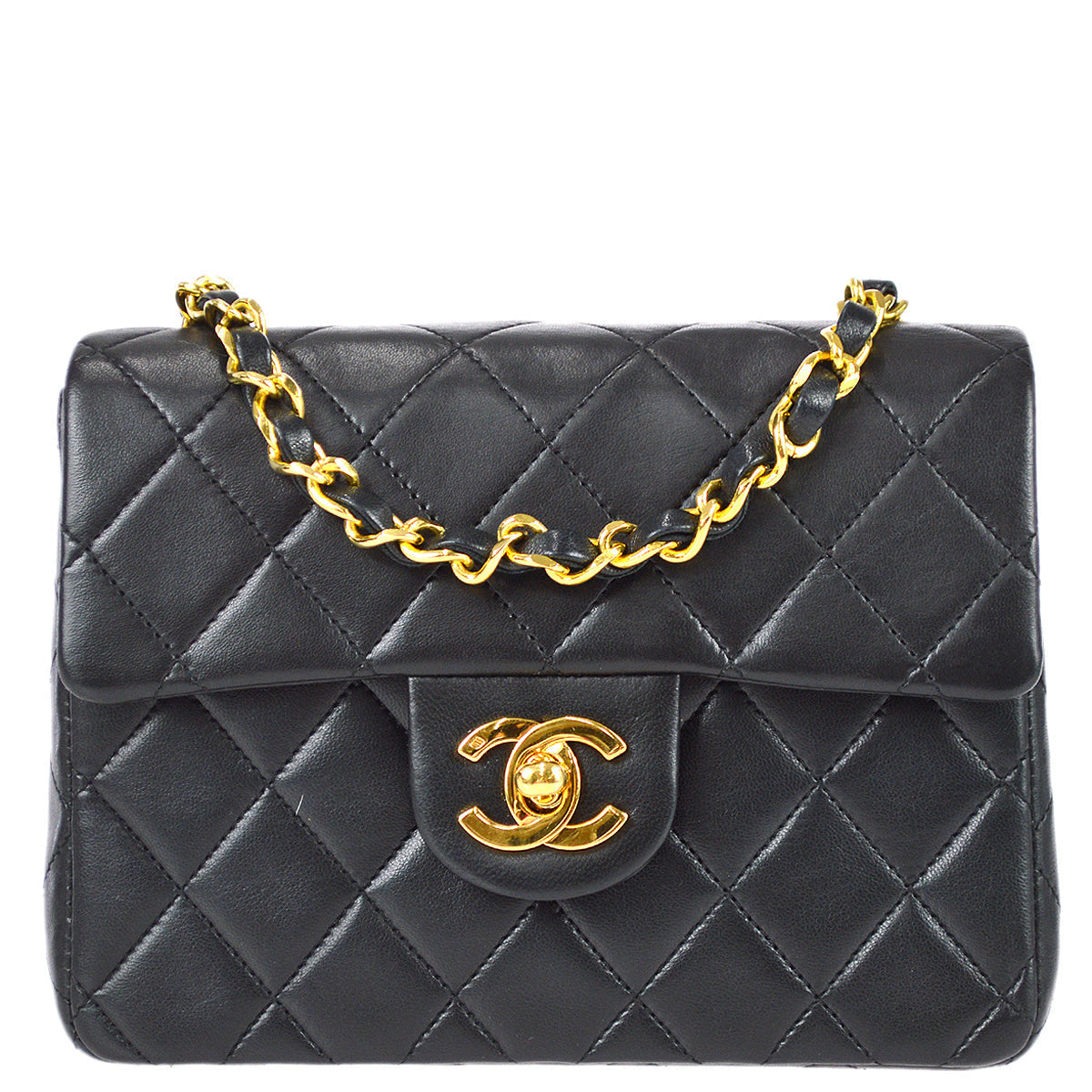Chanel Black Lambskin Mini Square Flap Bag 17