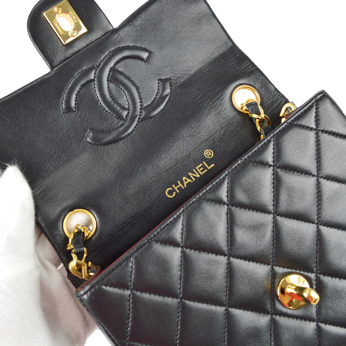 Chanel Black Lambskin Mini Square Flap Bag 17