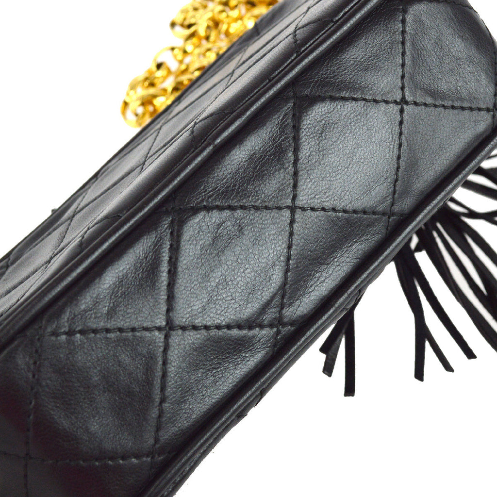 Chanel Fringe Bijou Chain Shoulder Bag Black Lambskin