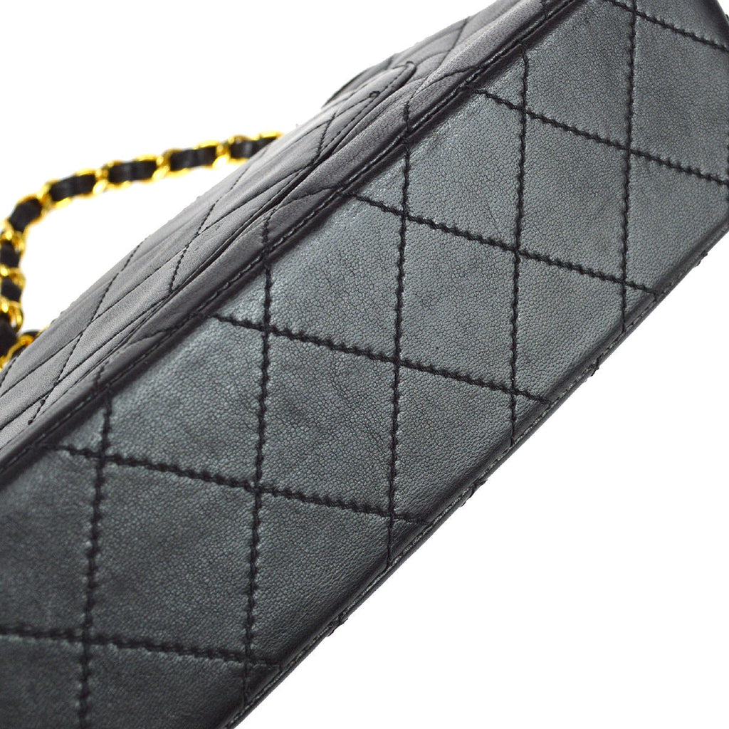 Chanel Paris Limited Double Flap Shoulder Bag Black Lambskin