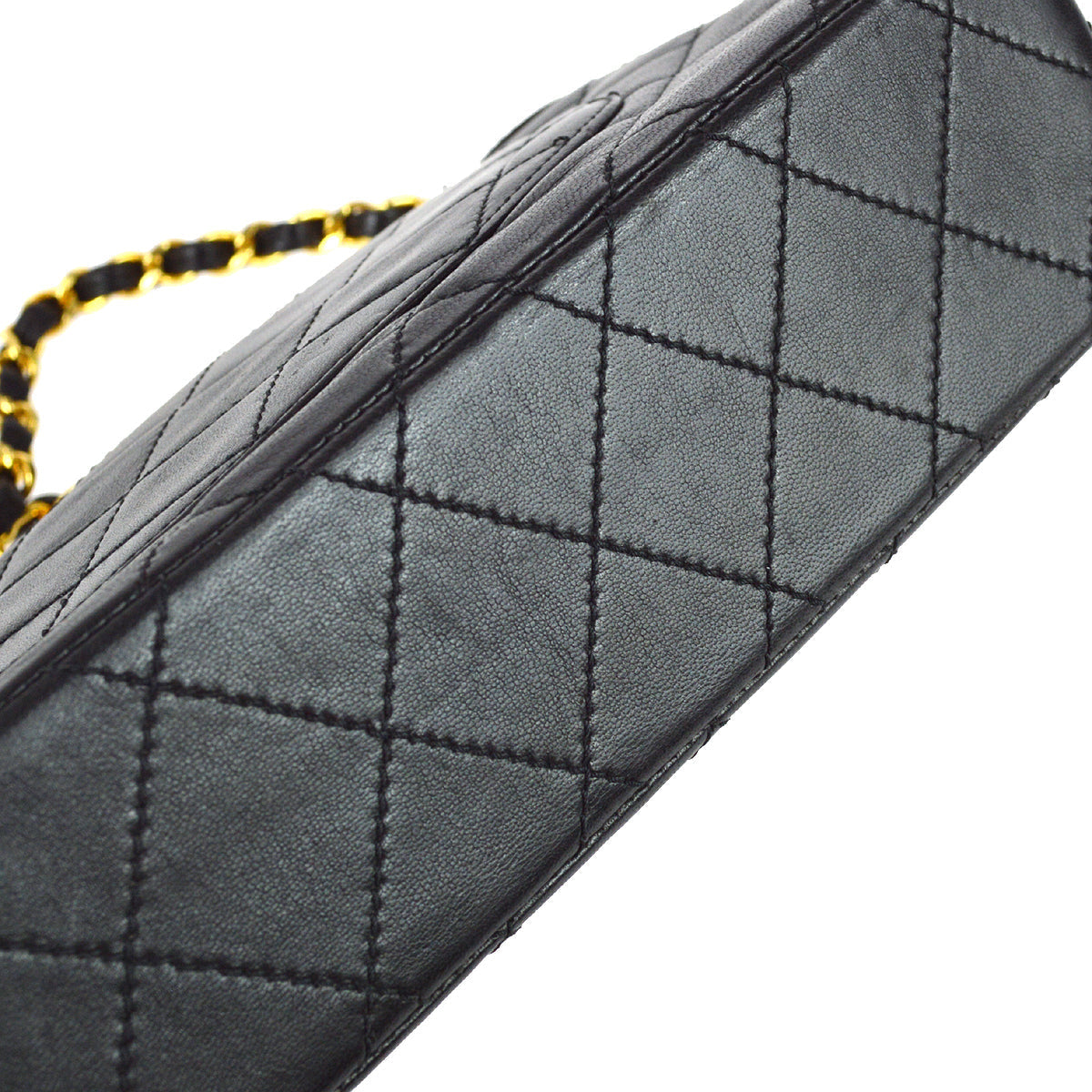 Chanel Paris Limited Double Flap Shoulder Bag Black Lambskin