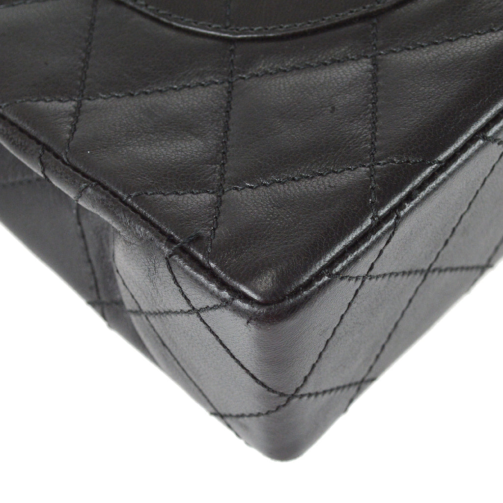 Chanel Paris Limited Double Flap Shoulder Bag Black Lambskin