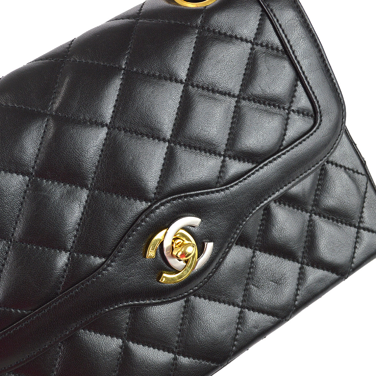 Chanel Paris Limited Double Flap Shoulder Bag Black Lambskin