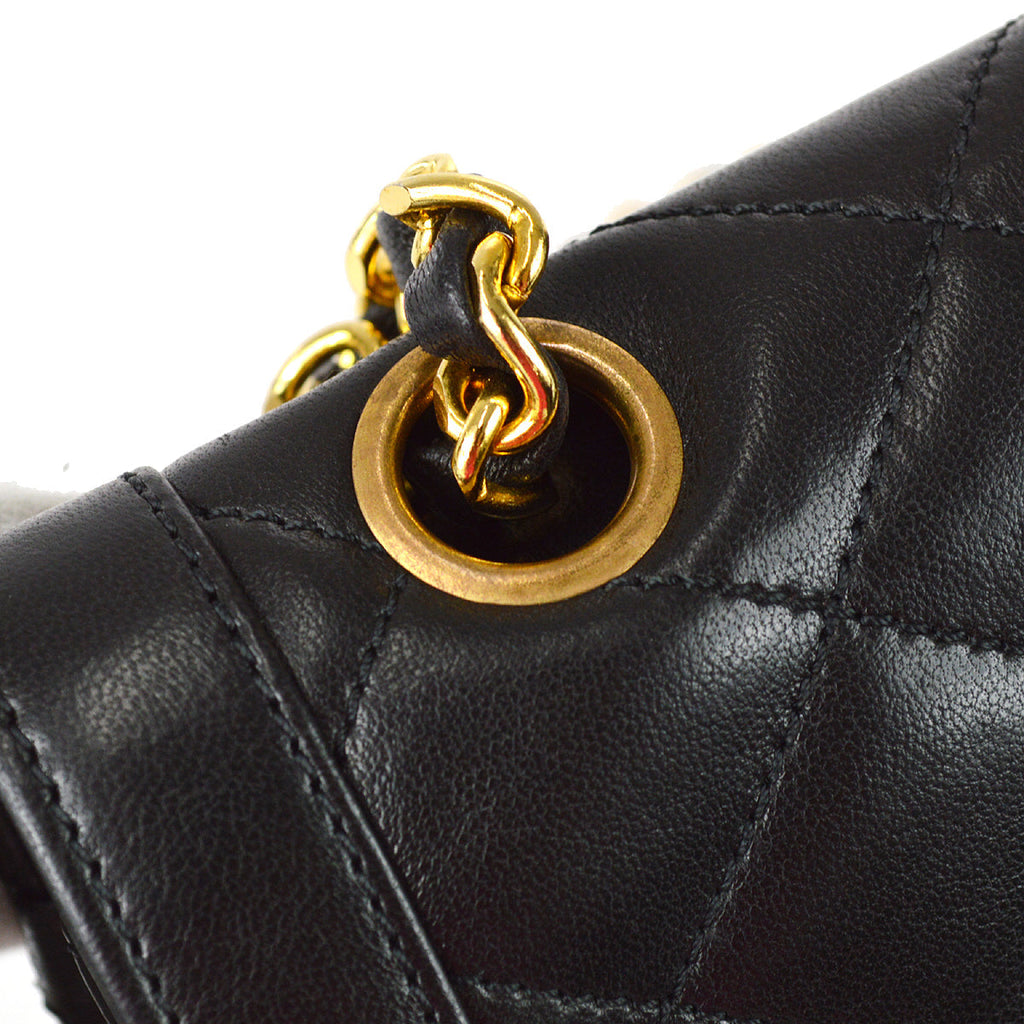 Chanel Paris Limited Double Flap Shoulder Bag Black Lambskin