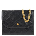 Chanel Double Chain Shoulder Bag Black Lambskin