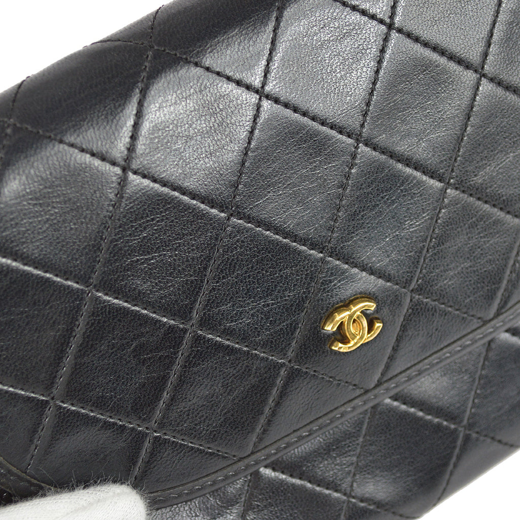 Chanel Double Chain Shoulder Bag Black Lambskin