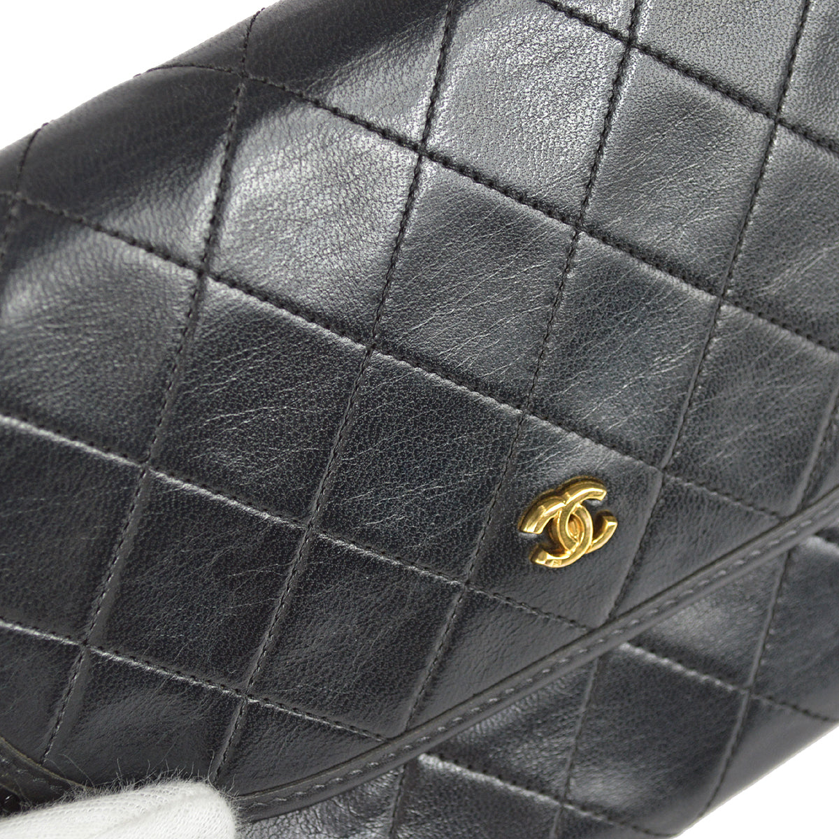 Chanel Double Chain Shoulder Bag Black Lambskin