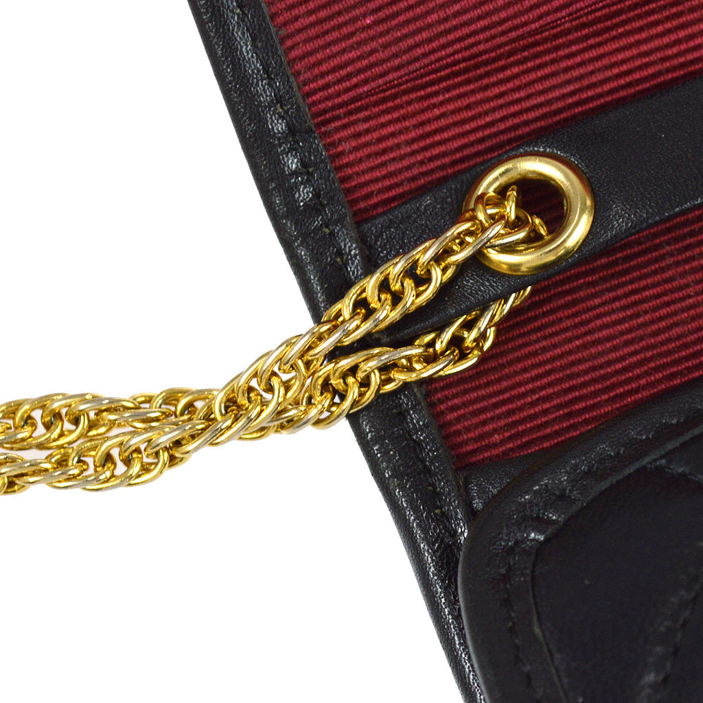 Chanel Double Chain Shoulder Bag Black Lambskin