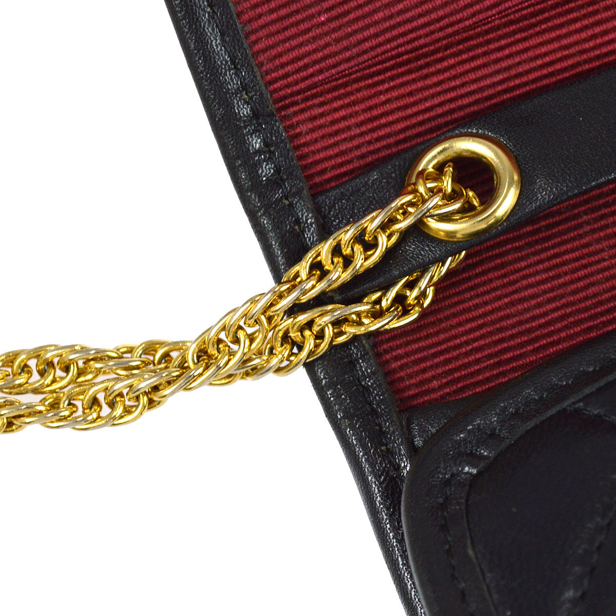 Chanel Double Chain Shoulder Bag Black Lambskin