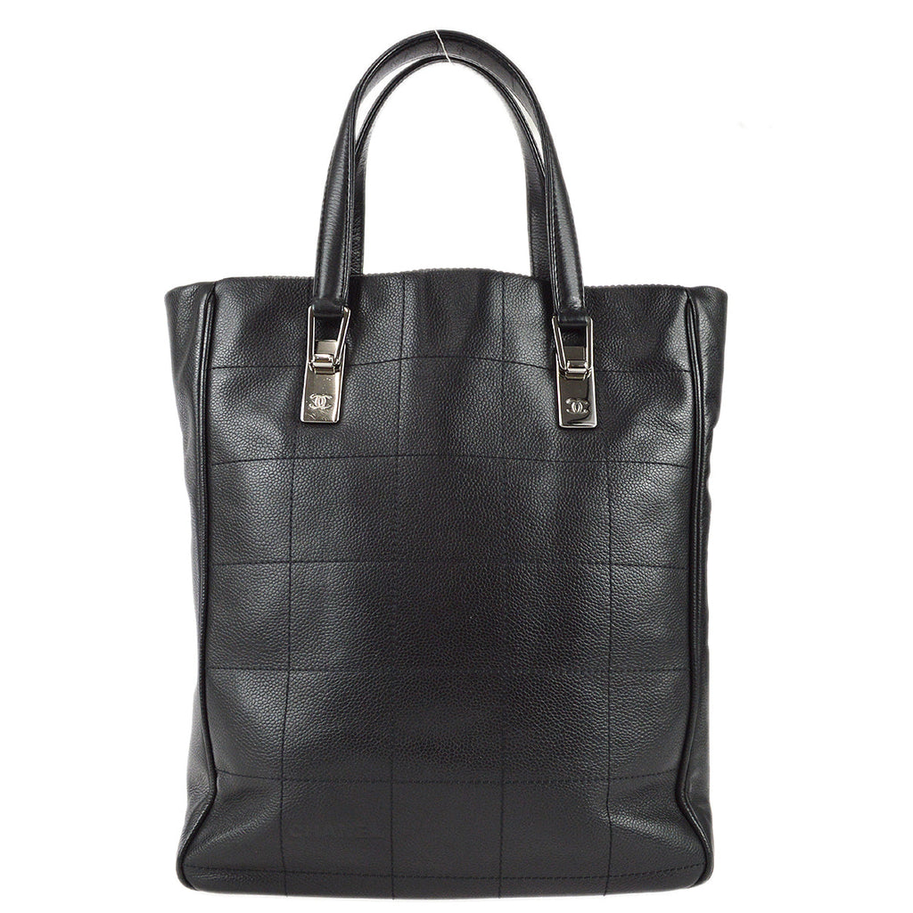 Chanel Choco Bar Tote Handbag Black Caviar