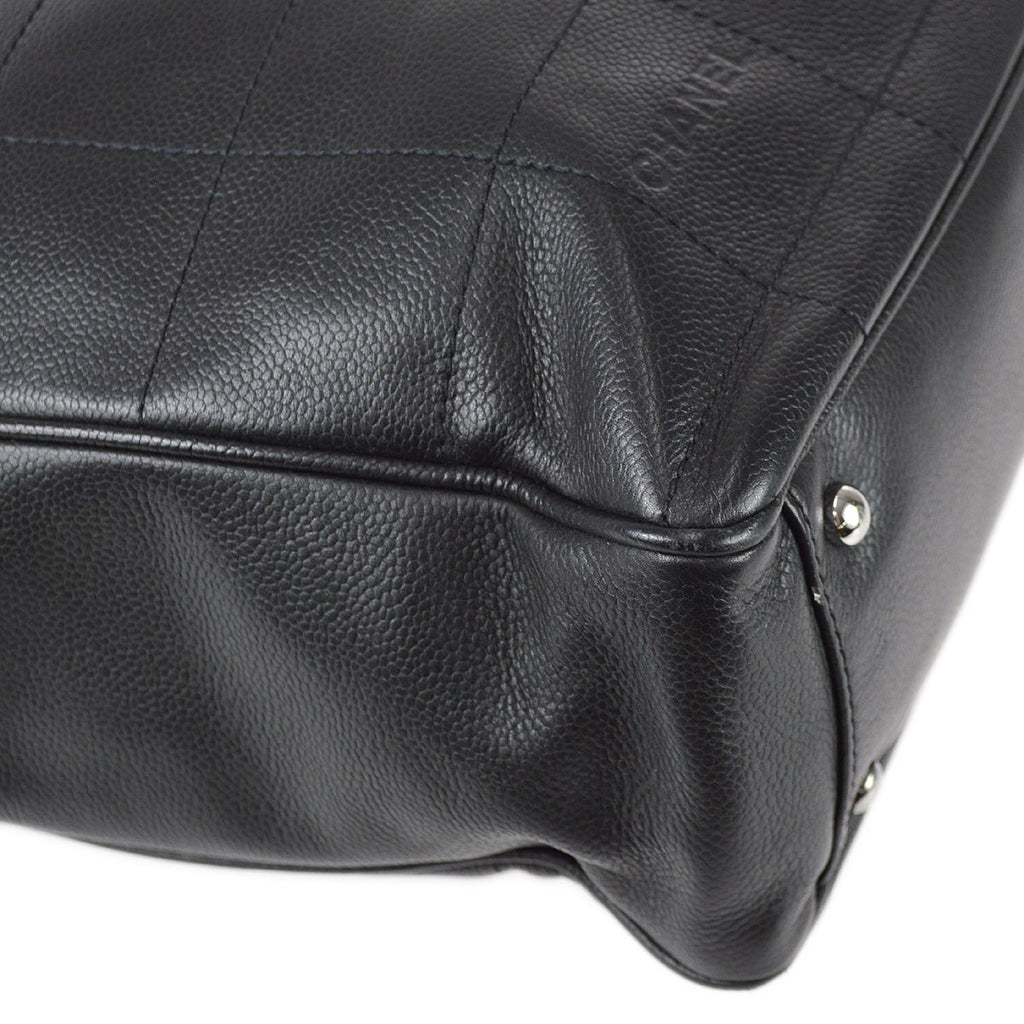 Chanel Choco Bar Tote Handbag Black Caviar
