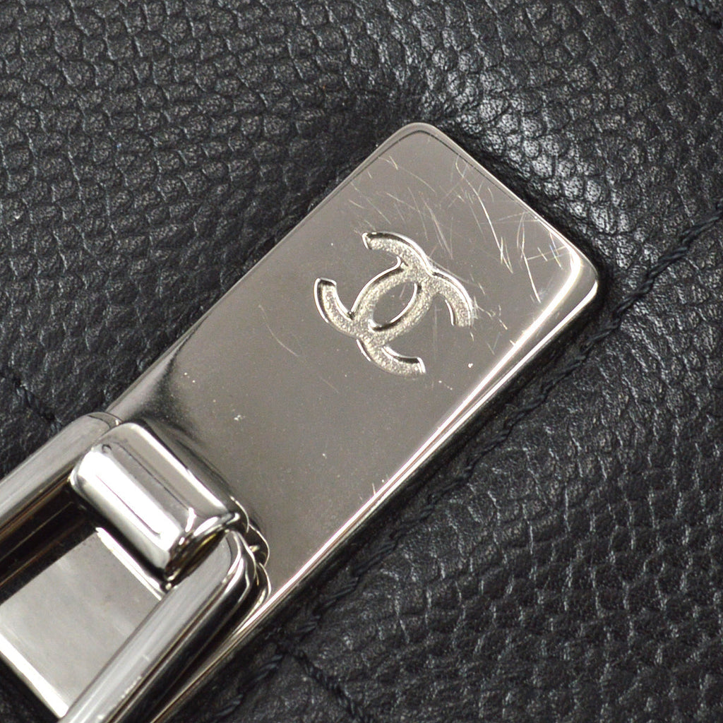 Chanel Choco Bar Tote Handbag Black Caviar