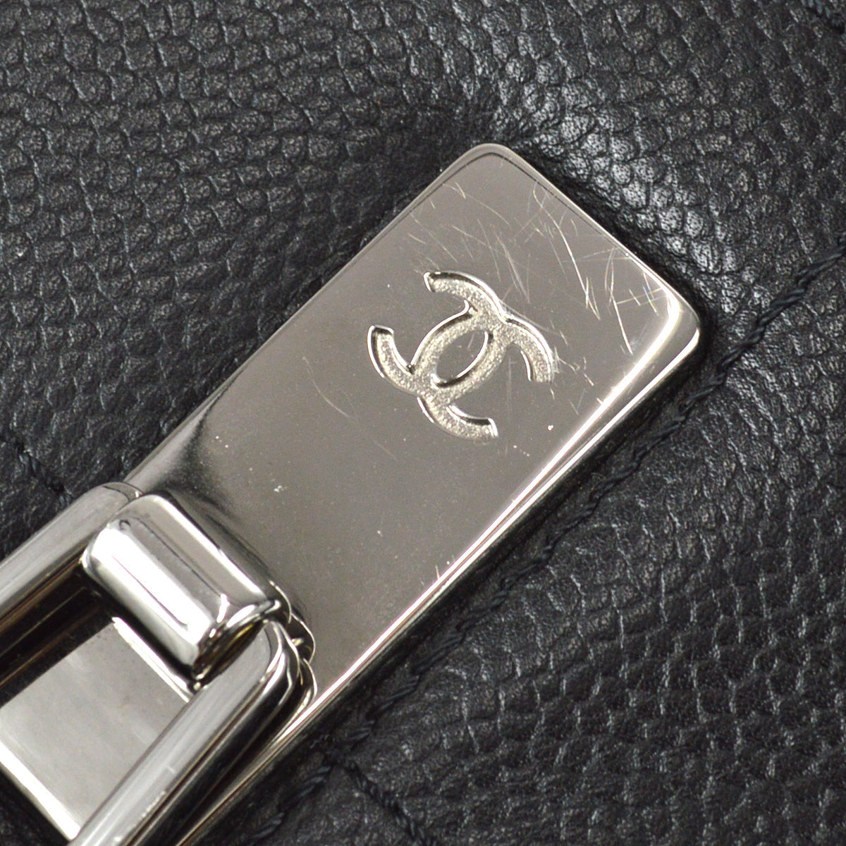 Chanel Choco Bar Tote Handbag Black Caviar