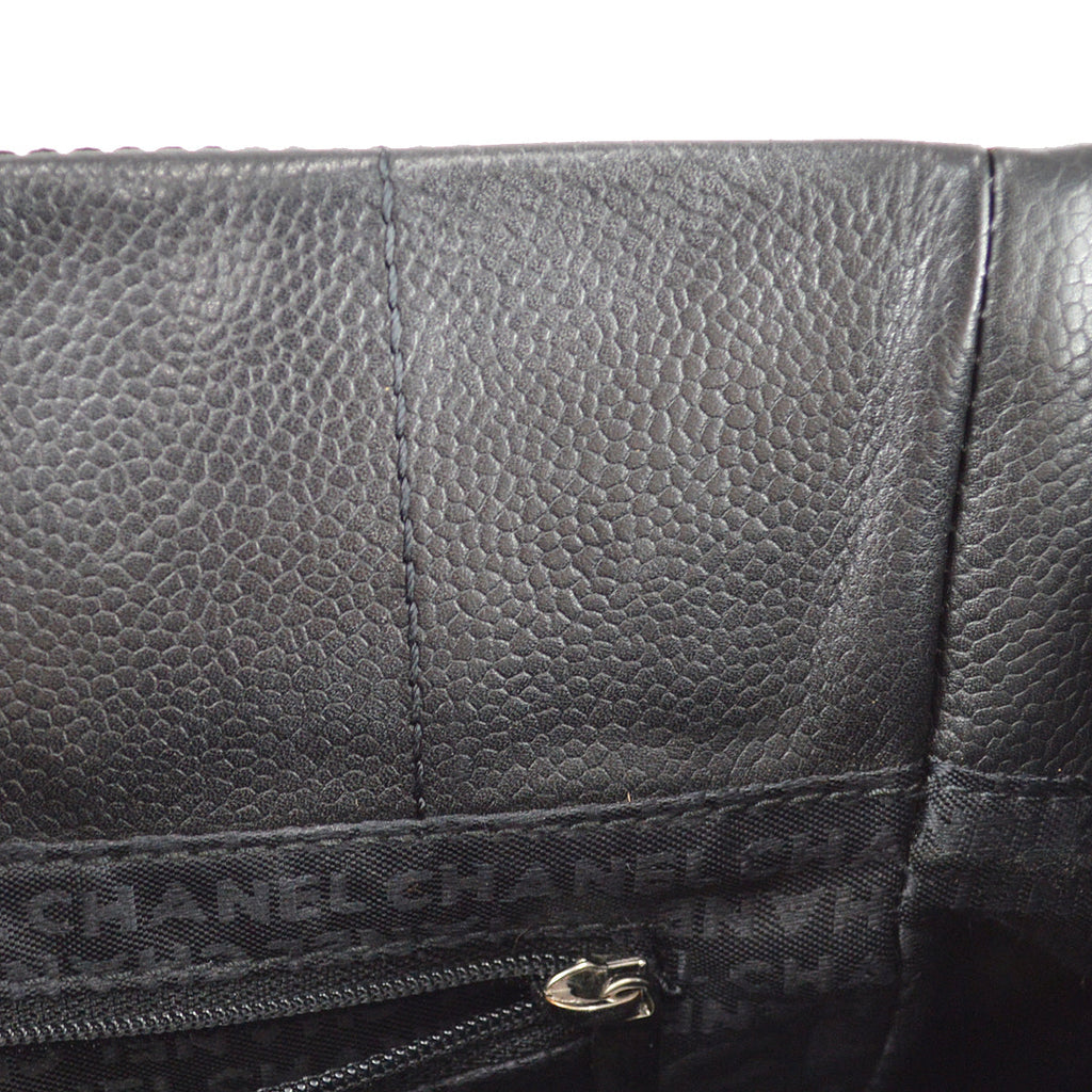Chanel Choco Bar Tote Handbag Black Caviar