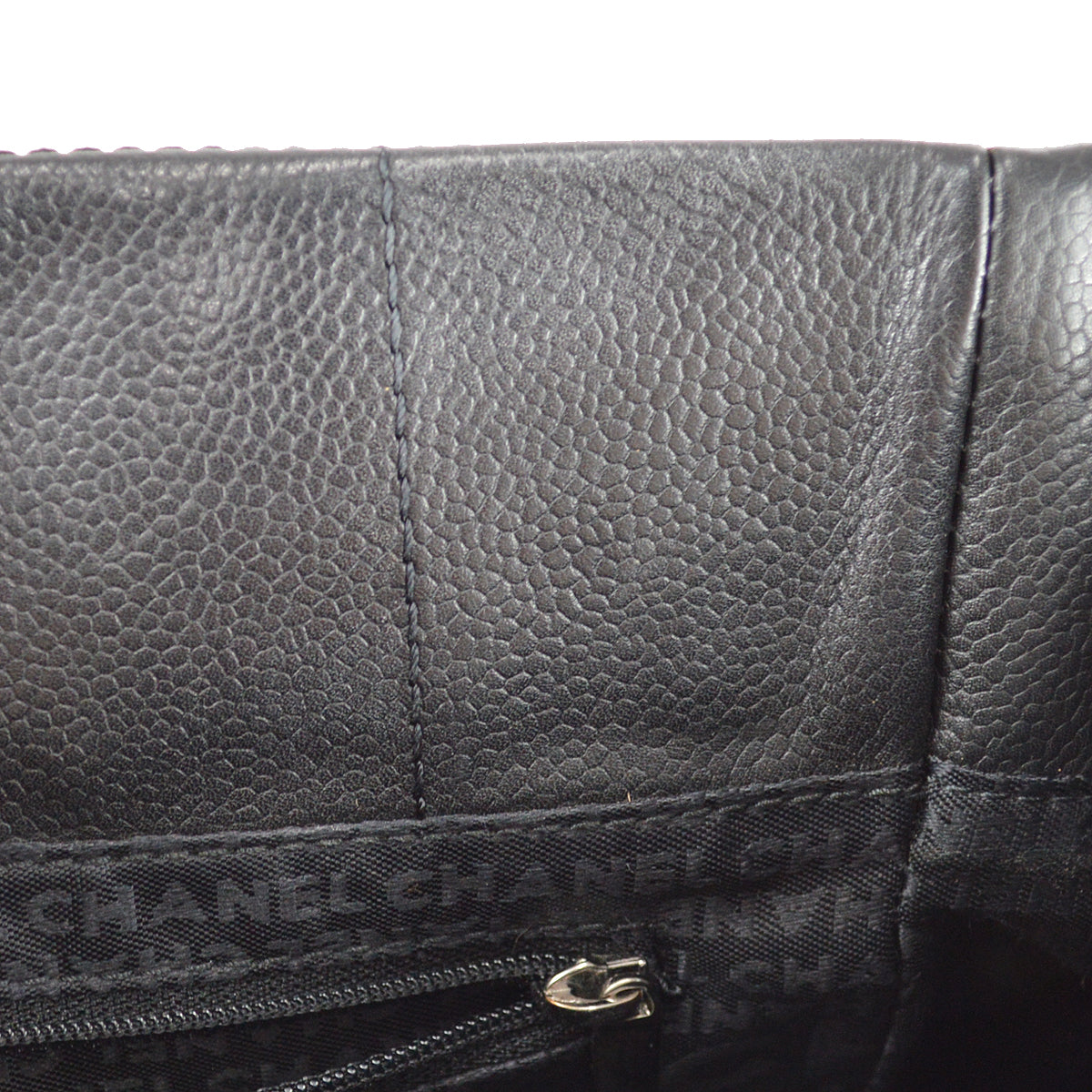 Chanel Choco Bar Tote Handbag Black Caviar