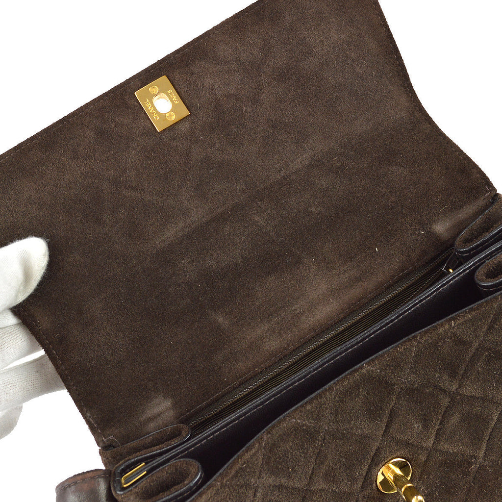 Chanel Handbag Brown Suede