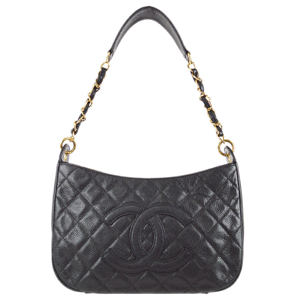 Chanel Hobo Chain Handbag Black Caviar
