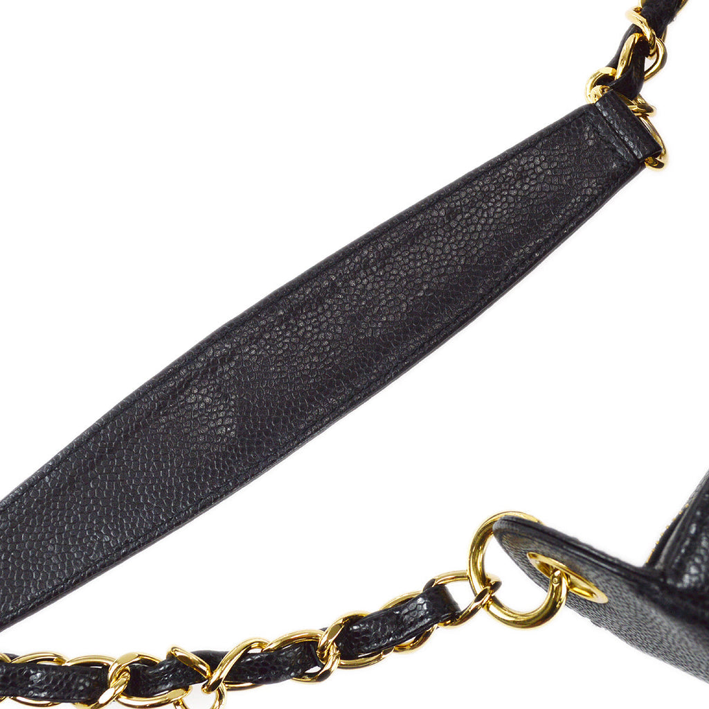 Chanel Hobo Chain Handbag Black Caviar