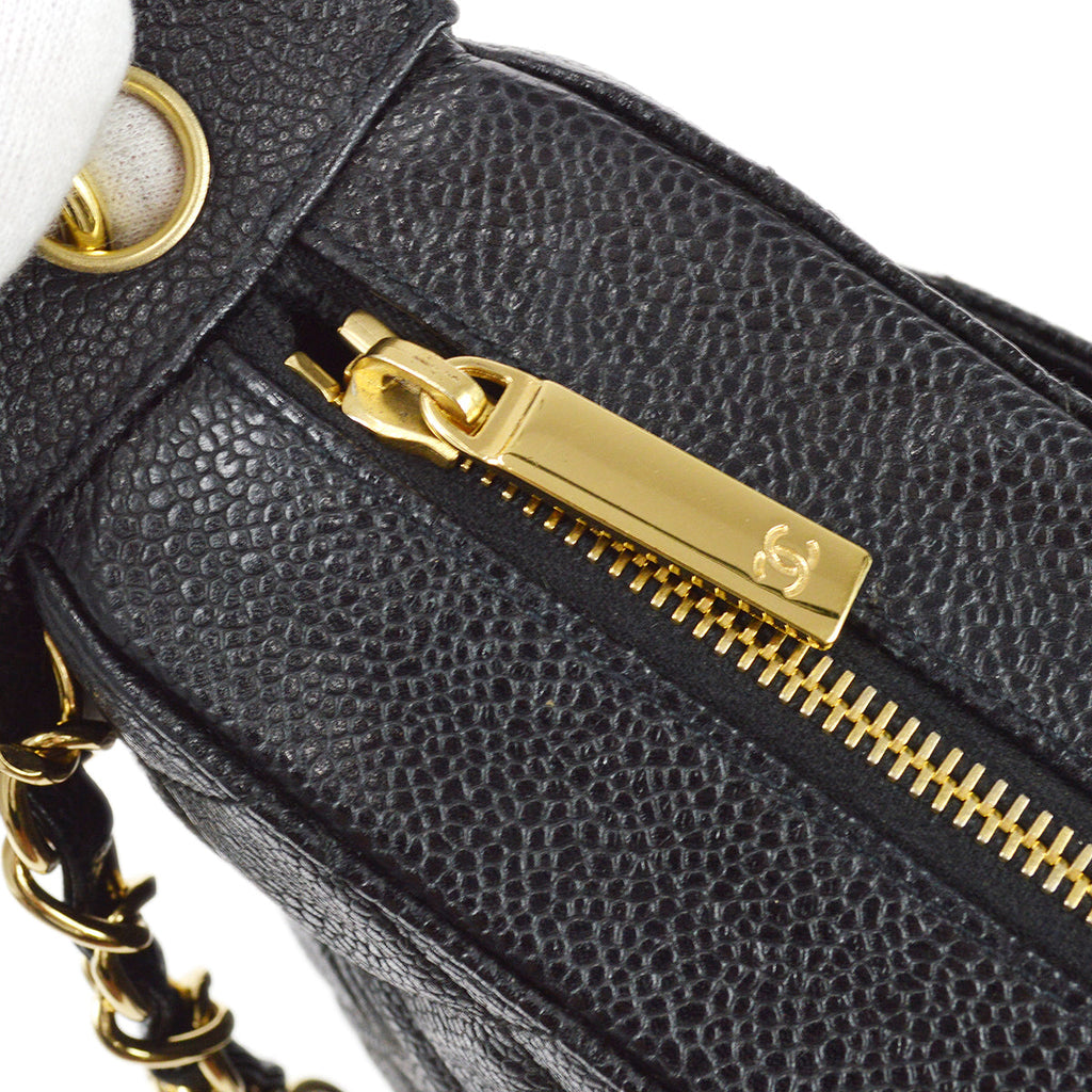 Chanel Hobo Chain Handbag Black Caviar