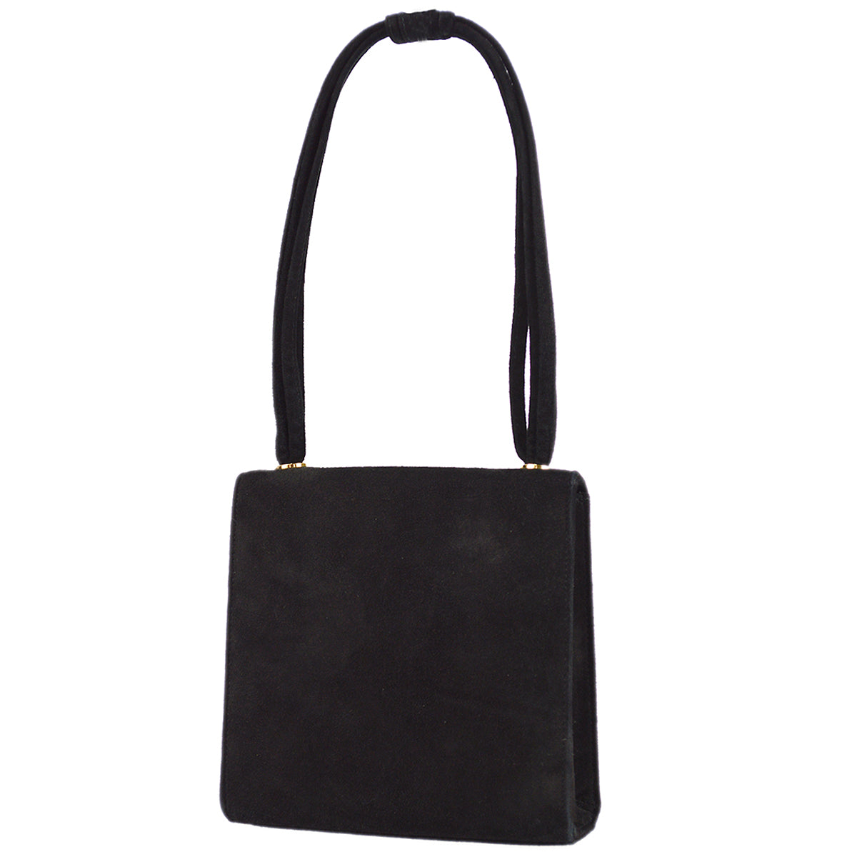 Chanel Straight Flap Handbag Black Suede