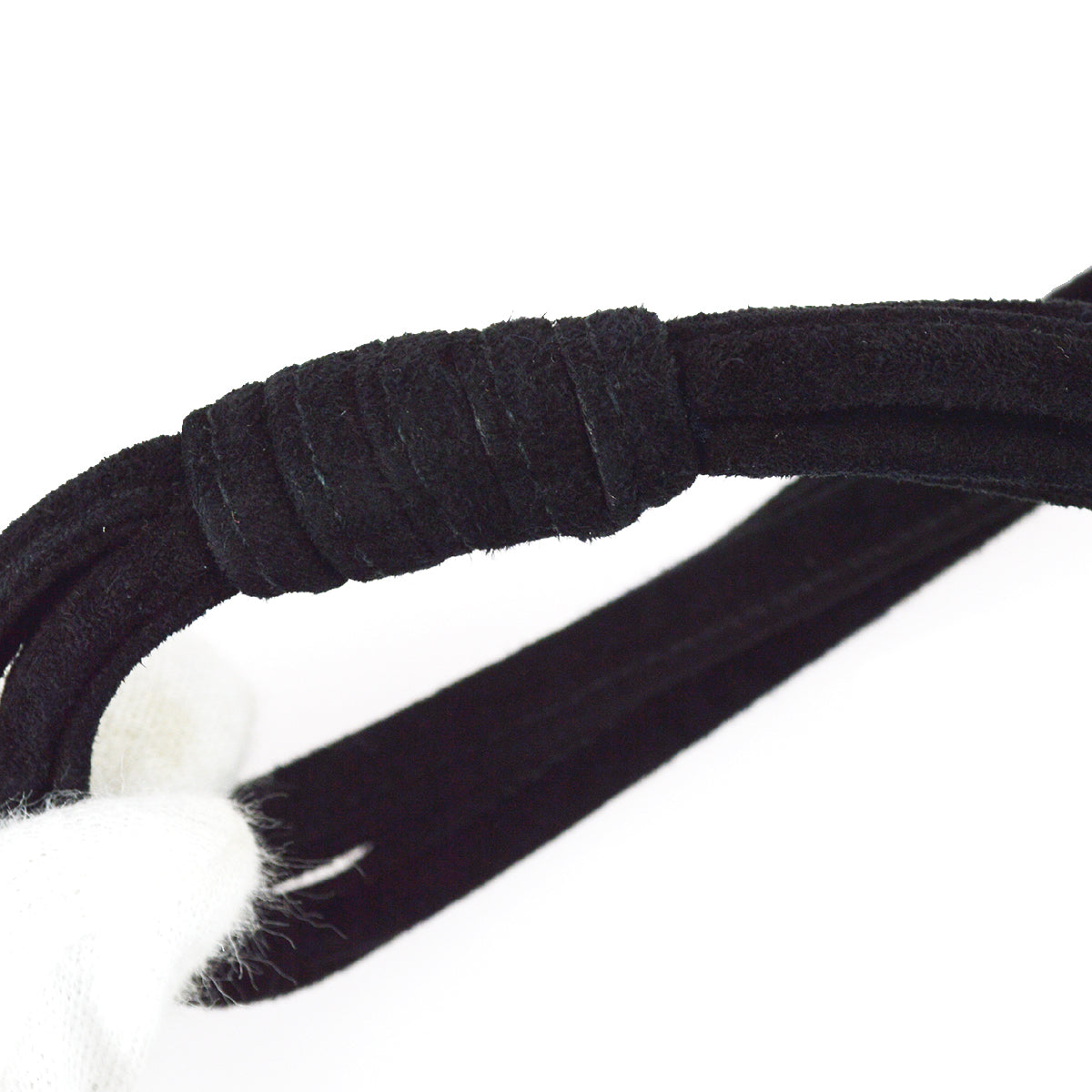 Chanel Straight Flap Handbag Black Suede