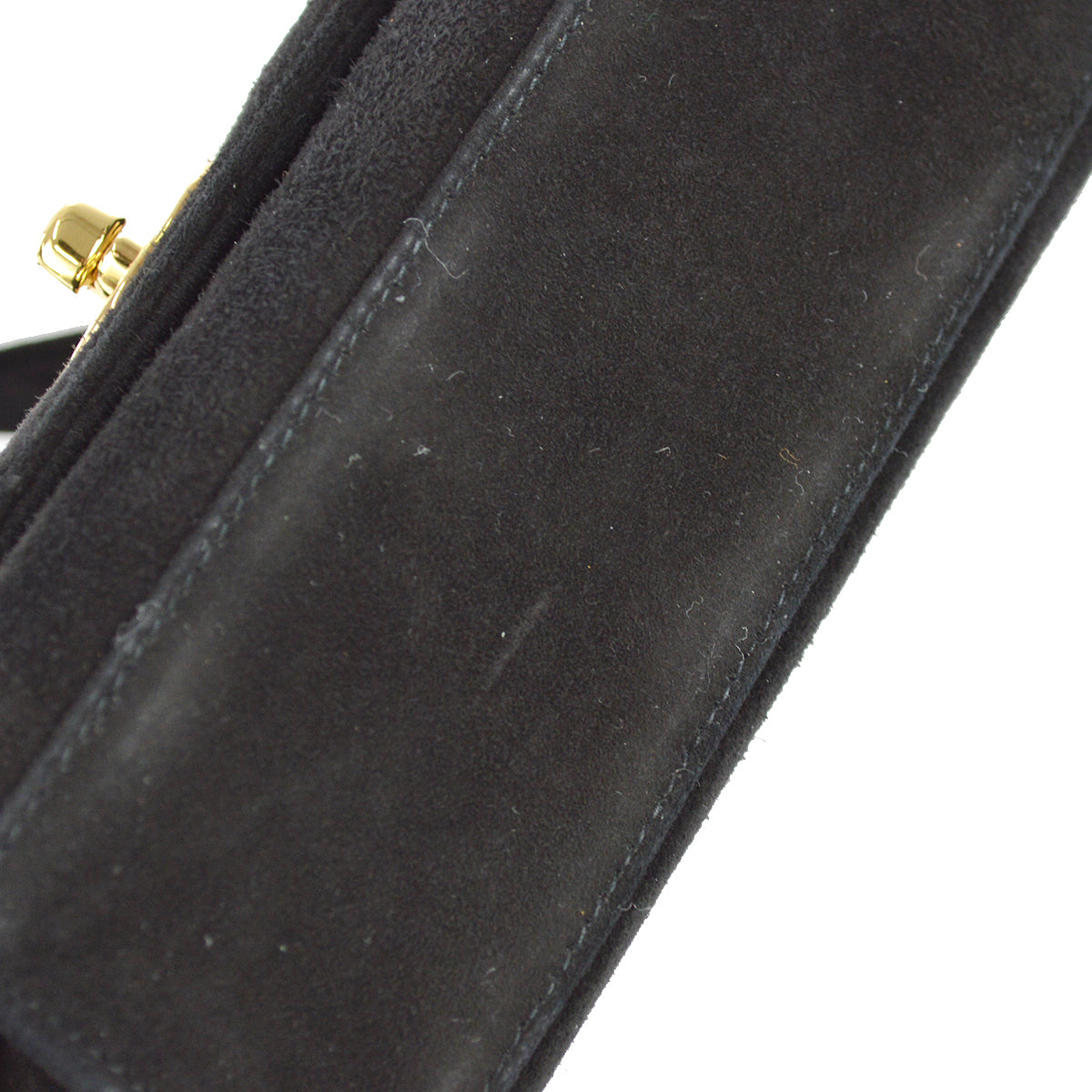 Chanel Straight Flap Handbag Black Suede
