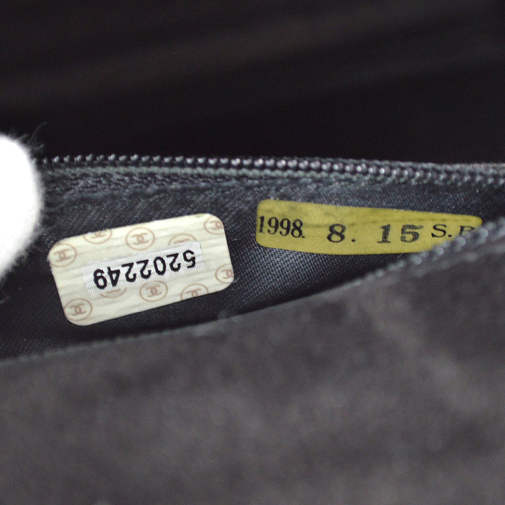 Chanel Straight Flap Handbag Black Suede
