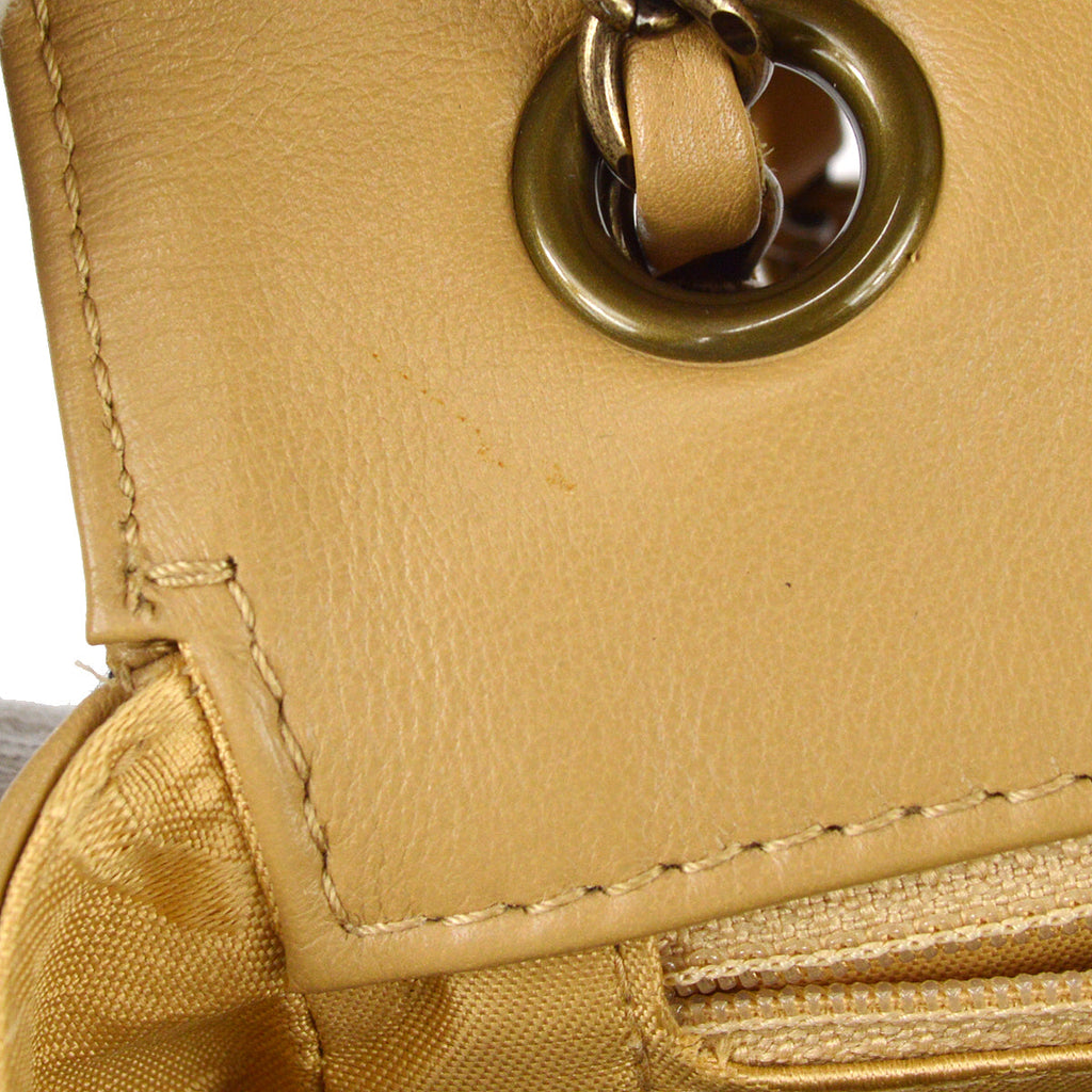 Chanel Beige Calfskin Wild Stitch Straight Flap Bag
