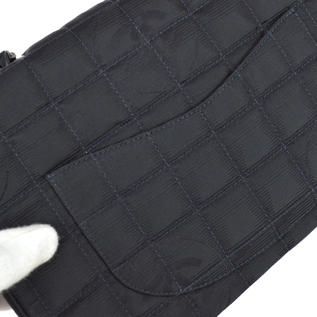 Chanel Travel Line Classic Flap Double Chain Shoulder Bag Black