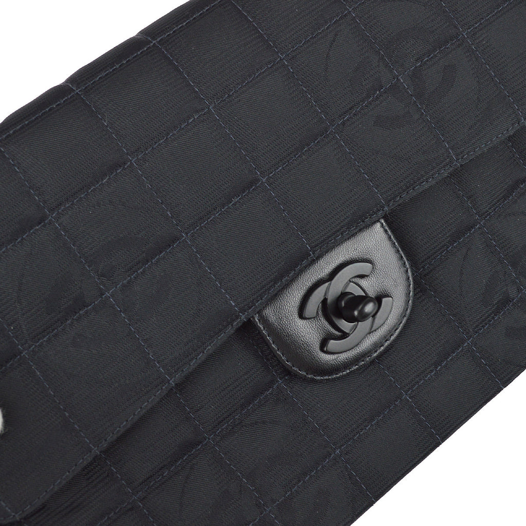 Chanel Travel Line Classic Flap Double Chain Shoulder Bag Black