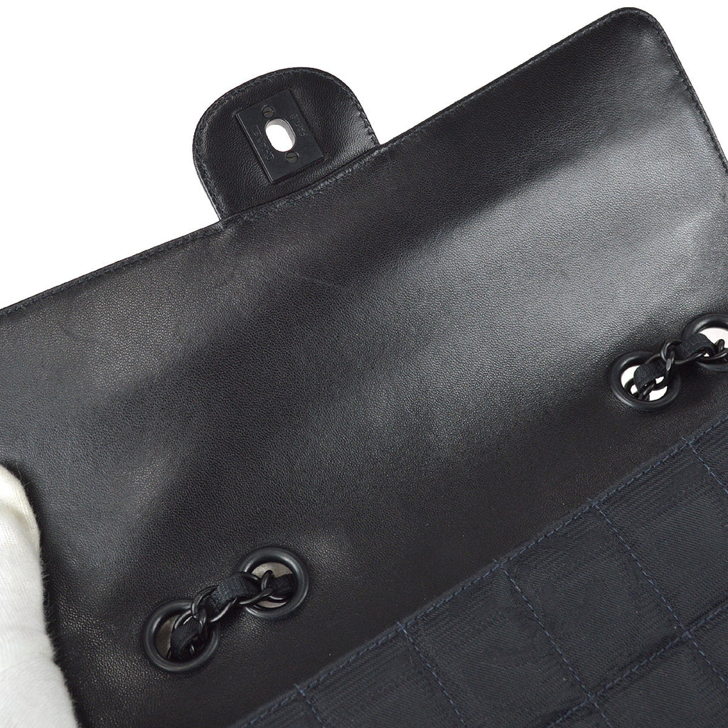 Chanel Travel Line Classic Flap Double Chain Shoulder Bag Black