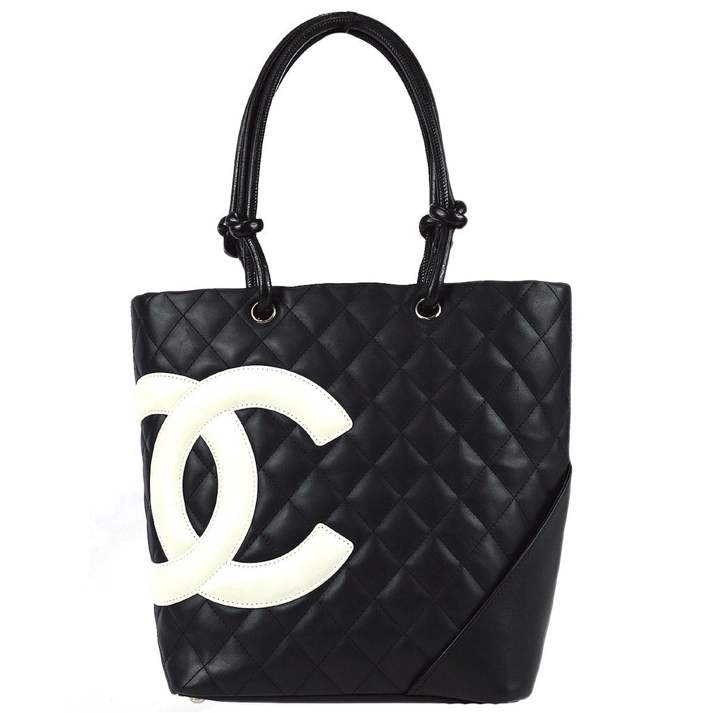 Chanel Cambon Ligne Tote Handbag Black Calfskin