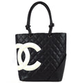 Chanel Cambon Ligne Tote Handbag Black Calfskin