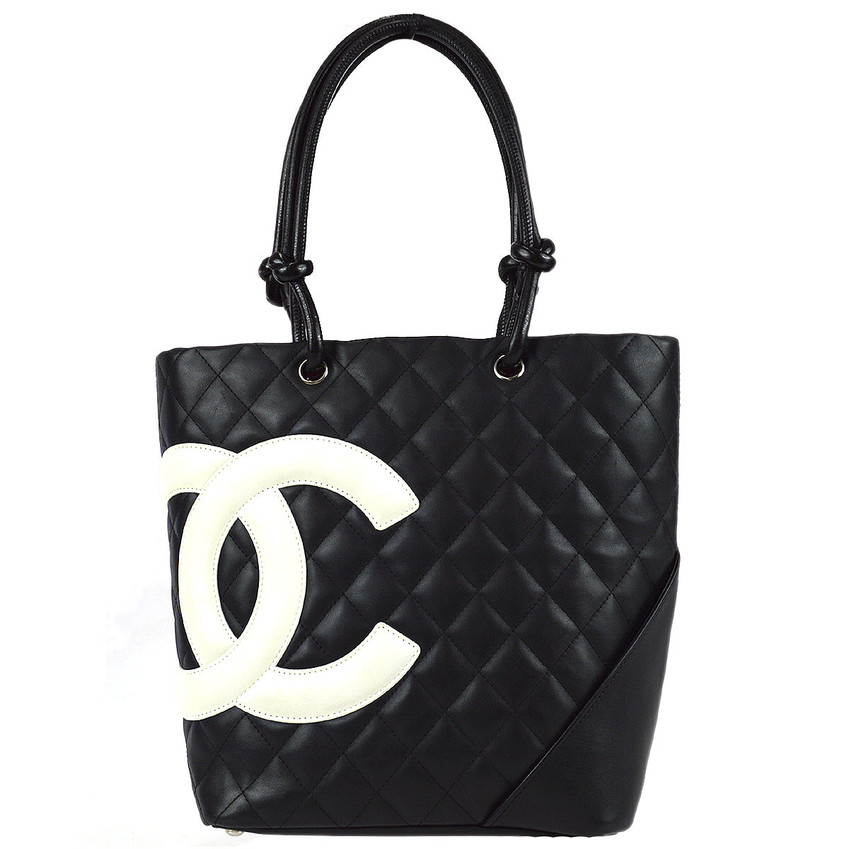 Chanel Cambon Ligne Tote Handbag Black Calfskin