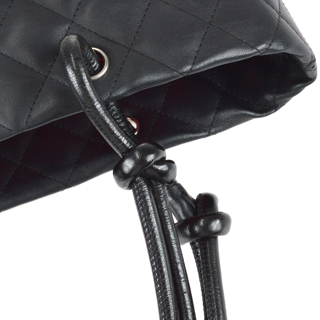 Chanel Cambon Ligne Tote Handbag Black Calfskin