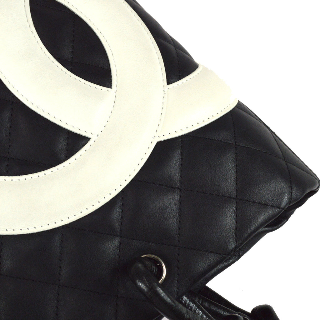 Chanel Cambon Ligne Tote Handbag Black Calfskin