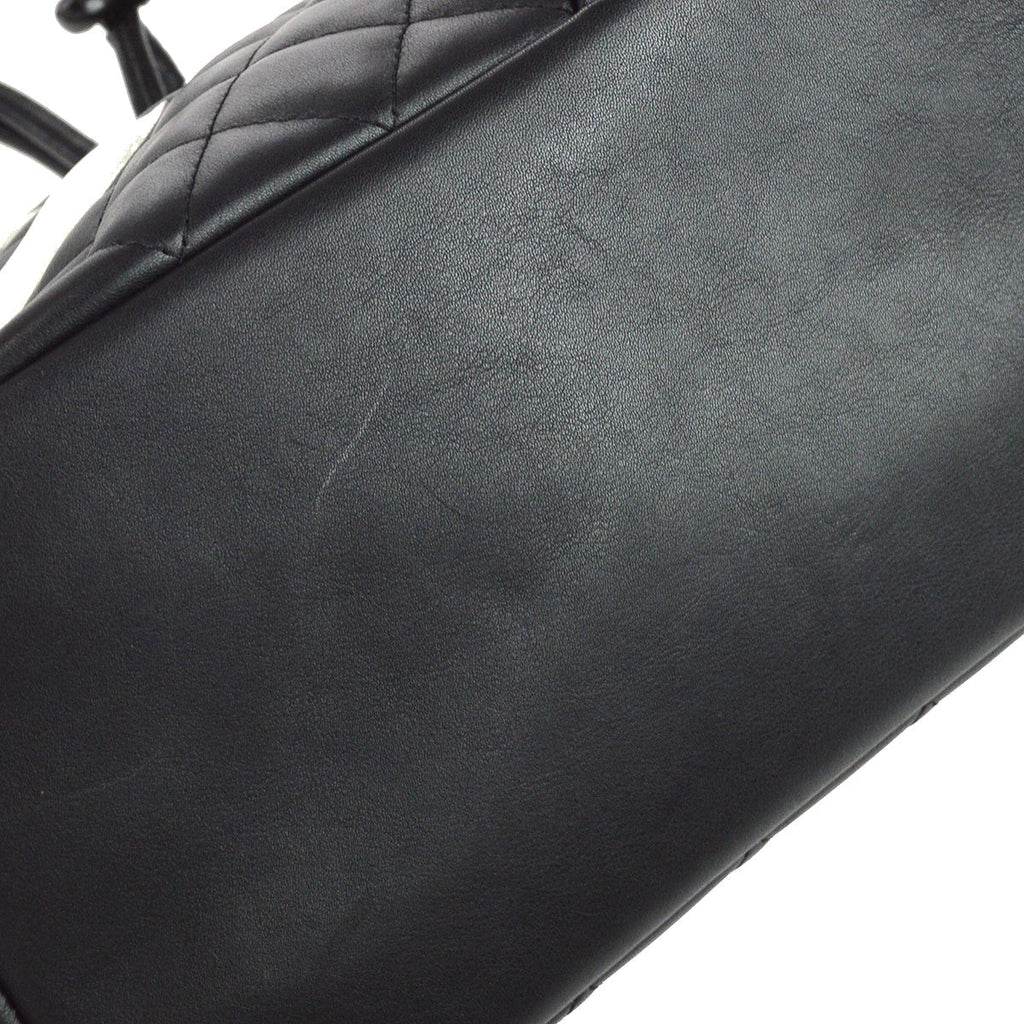 Chanel Cambon Ligne Tote Handbag Black Calfskin