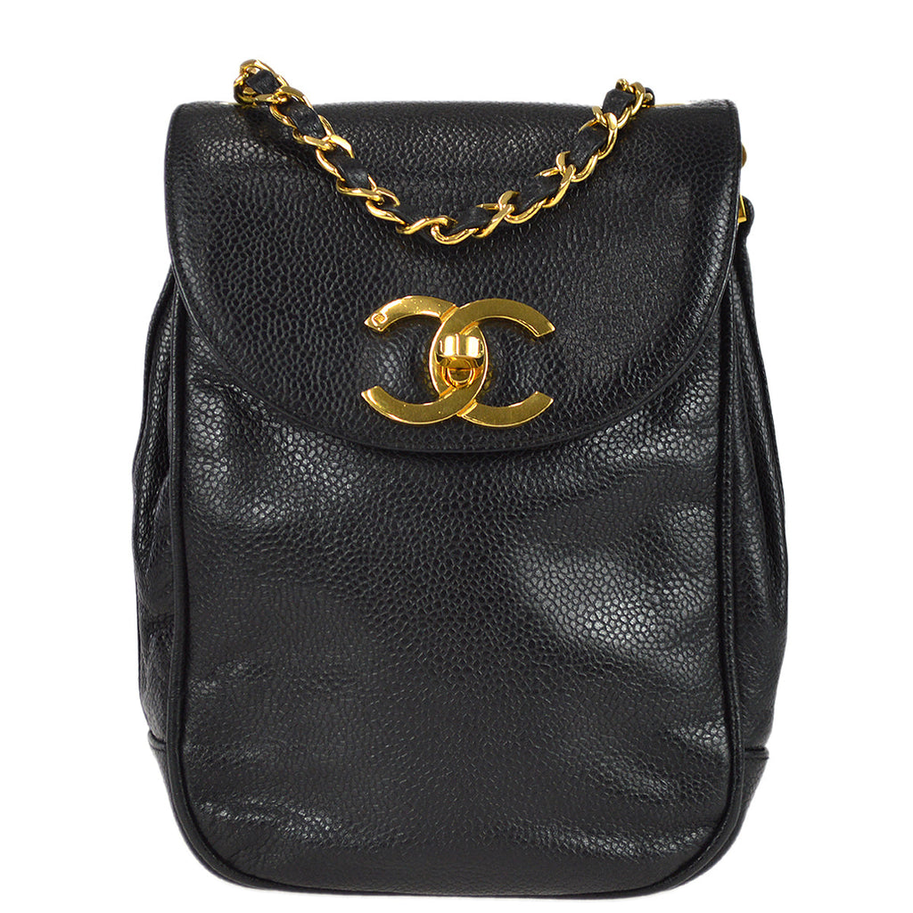 Chanel Chain Shoulder Bag Pouch Black Caviar
